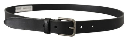 Dolce & Gabbana Black Calf Leather Classic Metal Logo Buckle Belt by Dolce & Gabbana