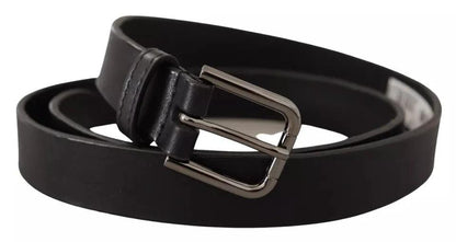 Dolce & Gabbana Black Calf Leather Classic Metal Logo Buckle Belt by Dolce & Gabbana