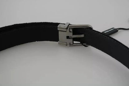 Dolce & Gabbana Black Velvet Leather Silver Buckle Belt by Dolce & Gabbana