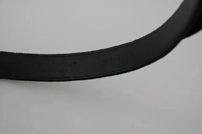 Dolce & Gabbana Black Velvet Leather Silver Buckle Belt by Dolce & Gabbana
