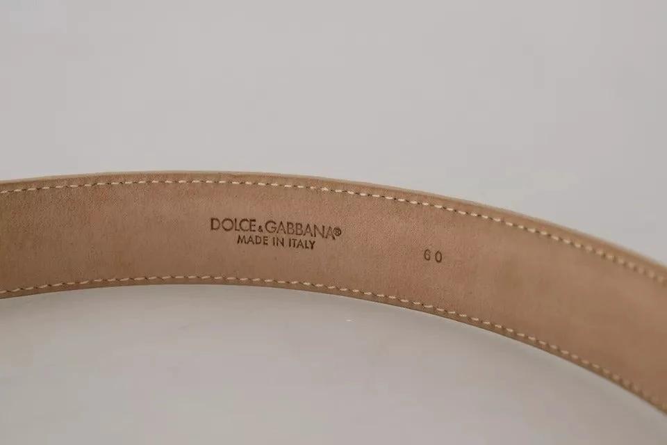 Dolce & Gabbana Beige Leather Crystal Buckle Women Belt by Dolce & Gabbana