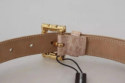 Dolce & Gabbana Beige Leather Crystal Buckle Women Belt by Dolce & Gabbana