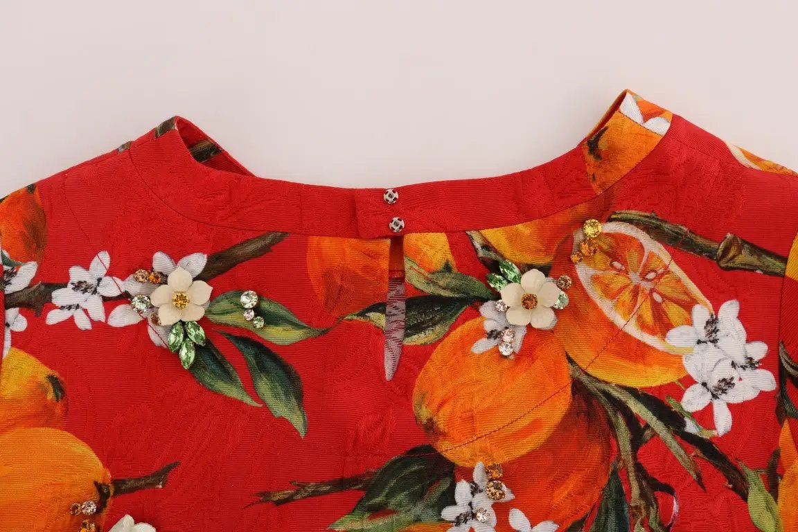 Dolce & Gabbana Orange Print Crystal-Embellished Blouse by Dolce & Gabbana