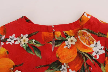 Dolce & Gabbana Orange Print Crystal-Embellished Blouse by Dolce & Gabbana