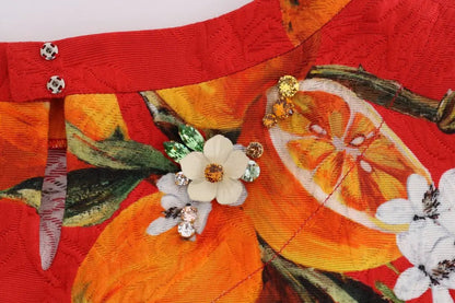 Dolce & Gabbana Orange Print Crystal-Embellished Blouse by Dolce & Gabbana