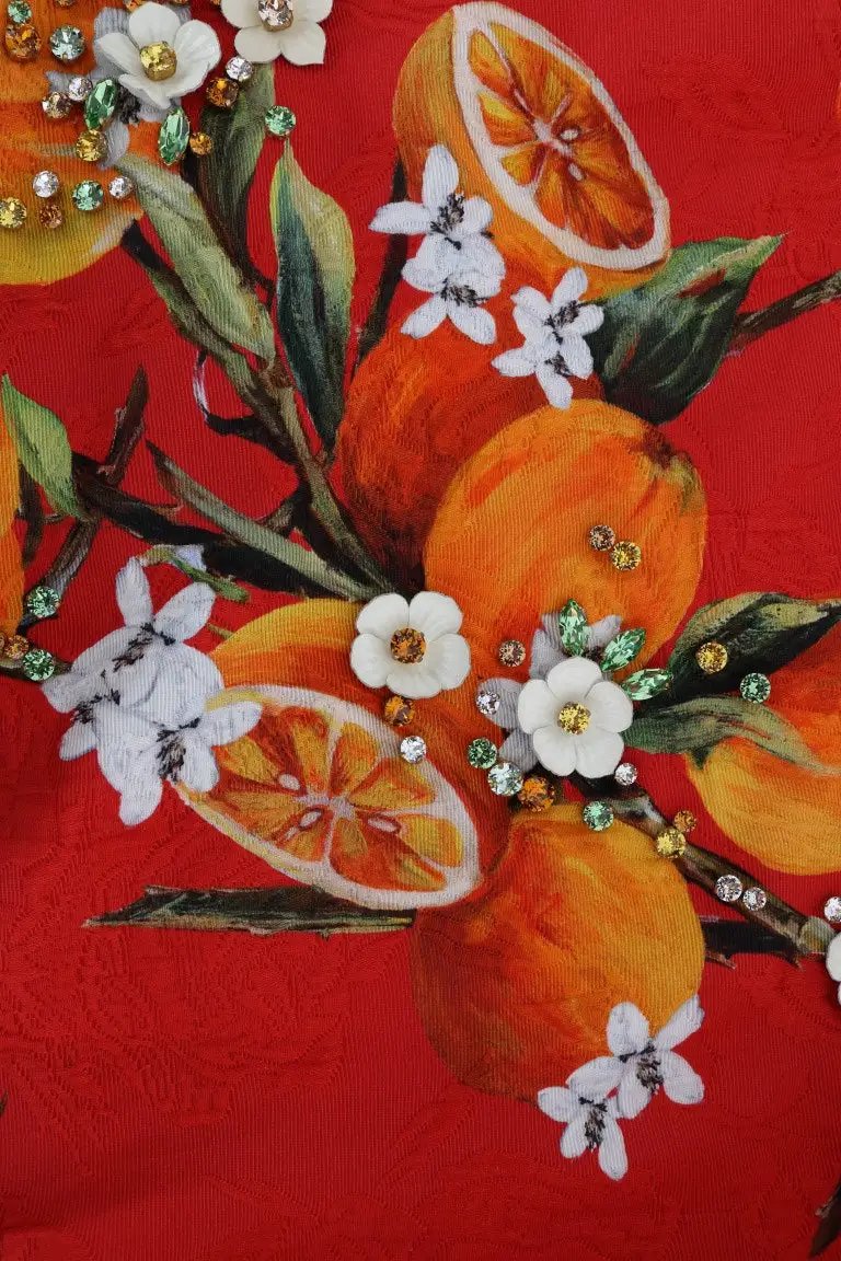 Dolce & Gabbana Orange Print Crystal-Embellished Blouse by Dolce & Gabbana