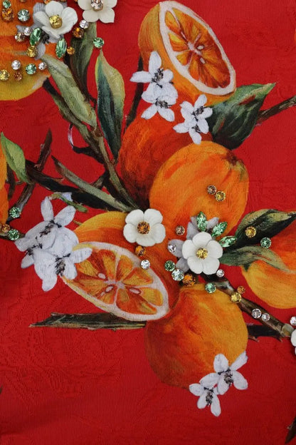 Dolce & Gabbana Orange Print Crystal-Embellished Blouse by Dolce & Gabbana