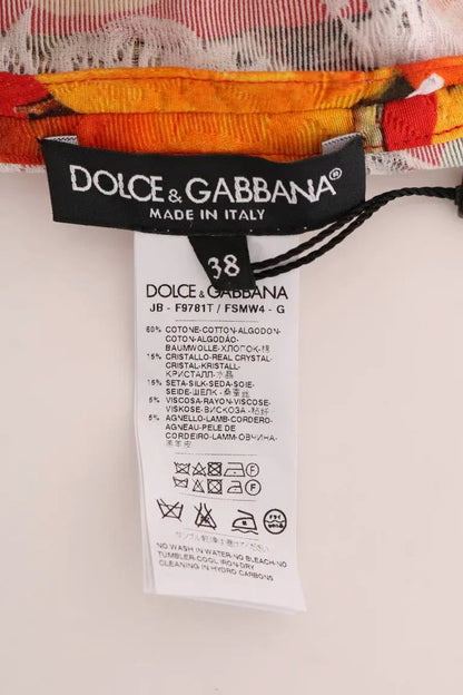 Dolce & Gabbana Orange Print Crystal-Embellished Blouse by Dolce & Gabbana