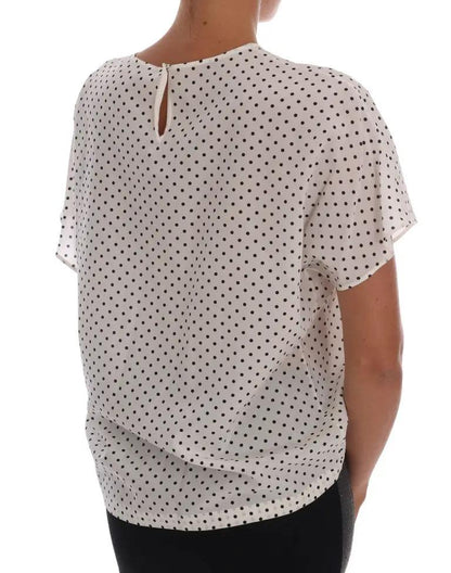 Dolce & Gabbana White Polka Dotted Silk T-shirt Top by Dolce & Gabbana