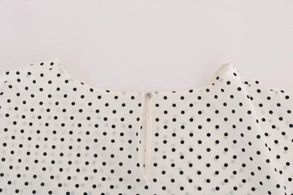 Dolce & Gabbana White Polka Dotted Silk T-shirt Top by Dolce & Gabbana