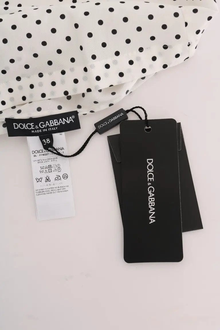 Dolce & Gabbana White Polka Dotted Silk T-shirt Top by Dolce & Gabbana