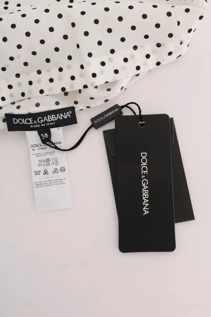 Dolce & Gabbana White Polka Dotted Silk T-shirt Top by Dolce & Gabbana