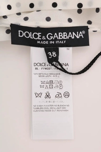 Dolce & Gabbana White Polka Dotted Silk T-shirt Top by Dolce & Gabbana