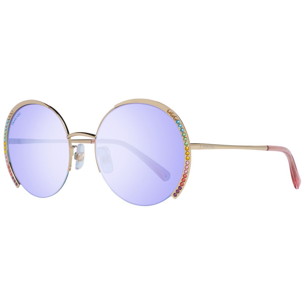 Lunettes de Soleil Swarovski Or Métal Rondes – Authentique | HBPS Fashion