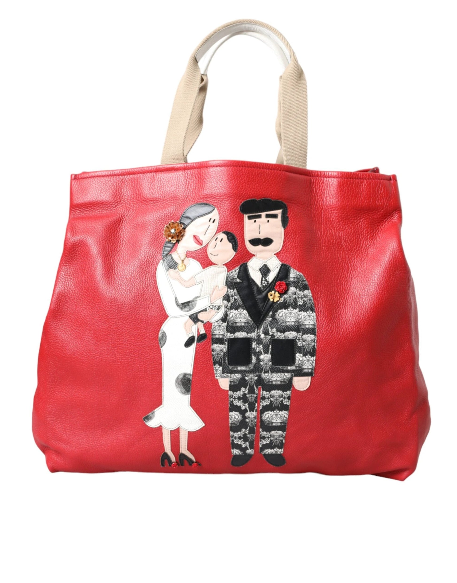 Dolce & Gabbana Red Leather #DGFamily Patch Shopping Tote Bag by Dolce & Gabbana