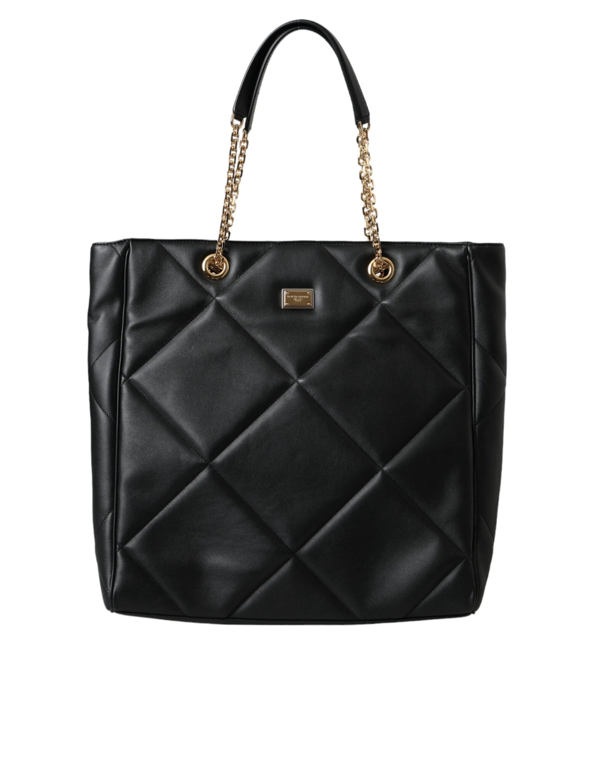 Dolce & Gabbana Black Leather JUNGLE Quilted Shopping Tote Bag by Dolce & Gabbana