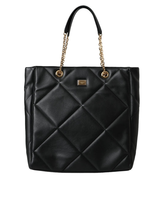 Dolce & Gabbana Black Leather JUNGLE Quilted Shopping Tote Bag by Dolce & Gabbana