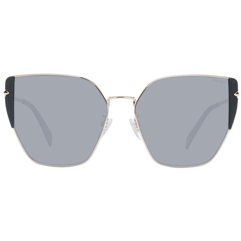 Police Lunettes de Soleil Métal Rose Gold pour Femme Verres Gris Miroir Protection UVA UVB 100