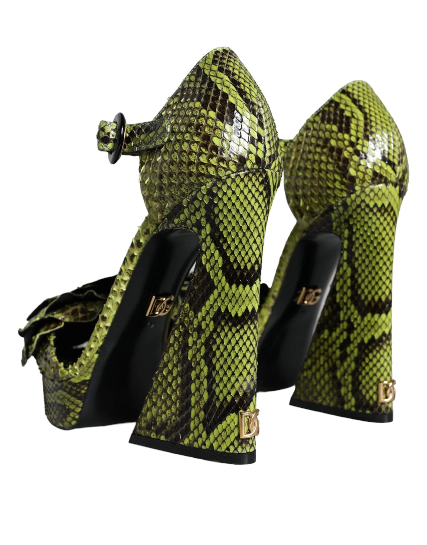 Dolce & Gabbana Green Exotic Leather Ankle Strap Heels Sandals Shoes by Dolce & Gabbana