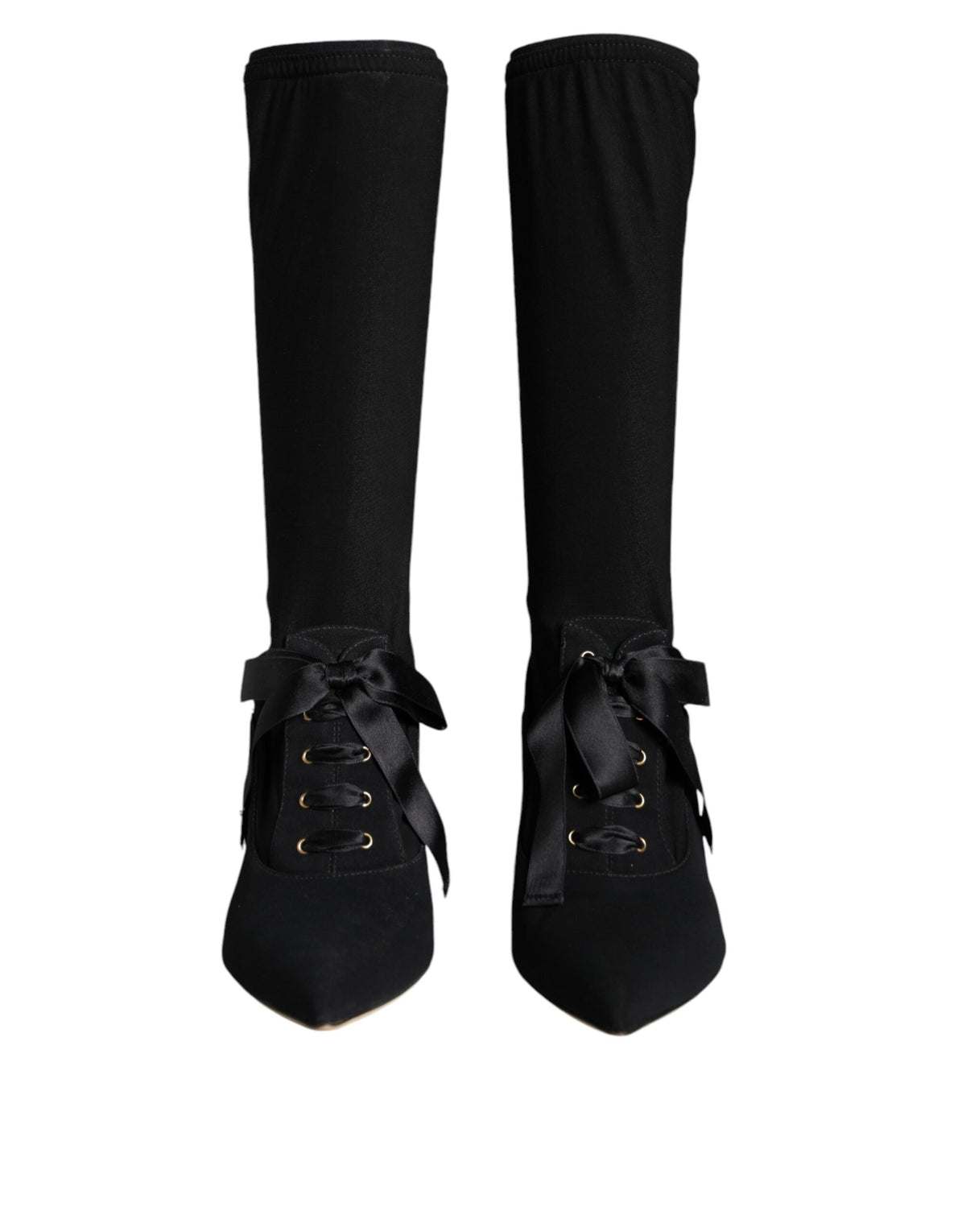 Bottes Dolce & Gabbana femme mi-mollet à talon aiguille en viscose noir – LA12917
