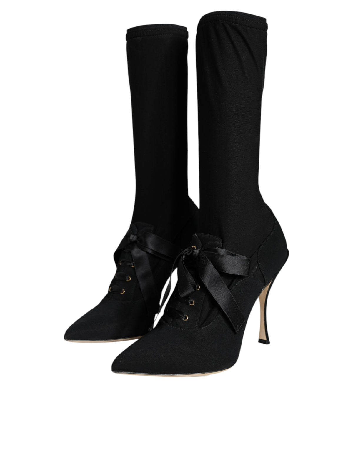 Bottes Dolce & Gabbana femme mi-mollet à talon aiguille en viscose noir – LA12917