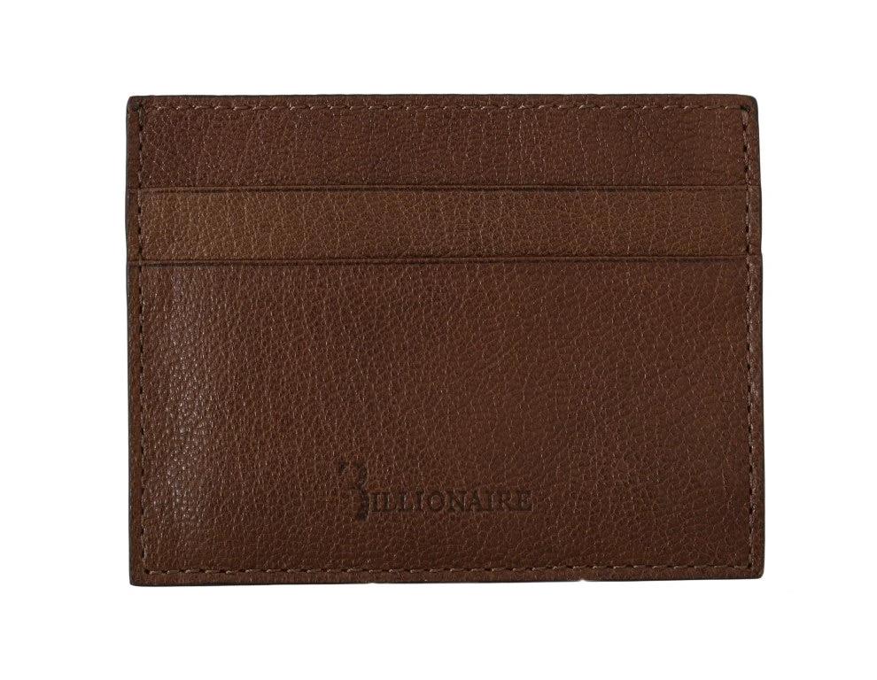 Billionaire Italian Couture Brown Leather Cardholder Wallet by Billionaire Italian Couture