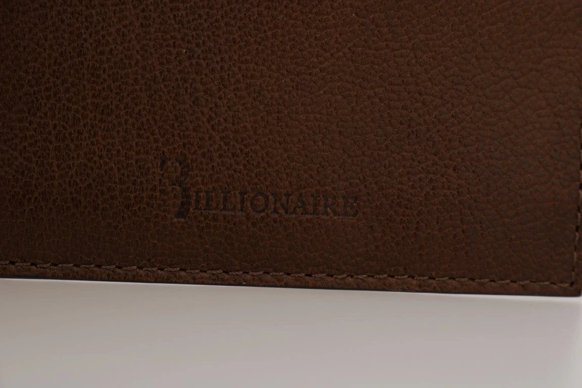 Billionaire Italian Couture Brown Leather Cardholder Wallet by Billionaire Italian Couture