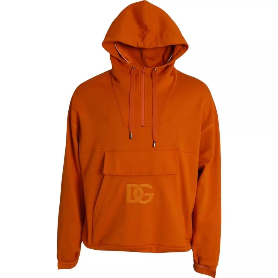 Dolce & Gabbana Orange Hooded Pullover Sweatshirt Sweater by Dolce & Gabbana