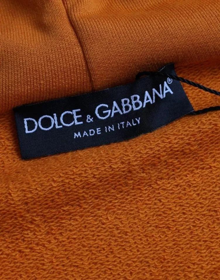 Dolce & Gabbana Orange Hooded Pullover Sweatshirt Sweater by Dolce & Gabbana