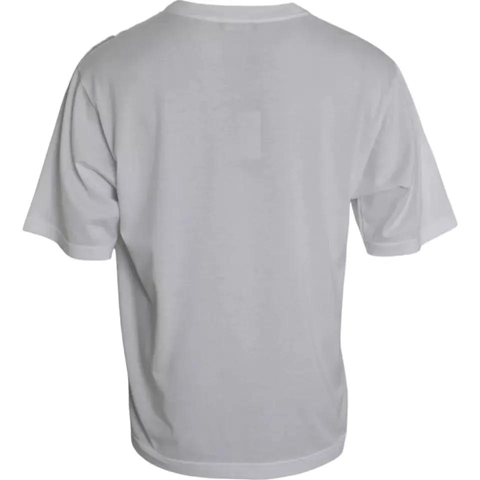 Dolce & Gabbana White Cotton Round Neck Short Sleeve T-shirt by Dolce & Gabbana