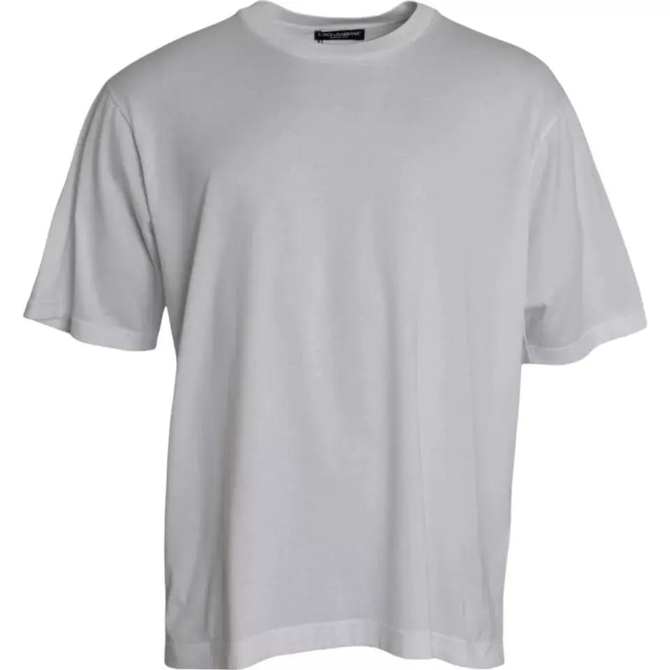 Dolce & Gabbana White Cotton Round Neck Short Sleeve T-shirt by Dolce & Gabbana