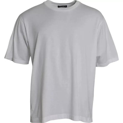Dolce & Gabbana White Cotton Round Neck Short Sleeve T-shirt by Dolce & Gabbana