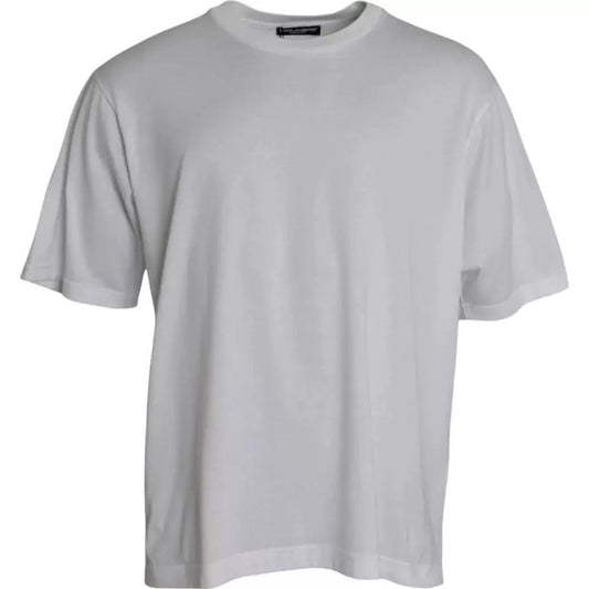 Dolce & Gabbana White Cotton Round Neck Short Sleeve T-shirt by Dolce & Gabbana
