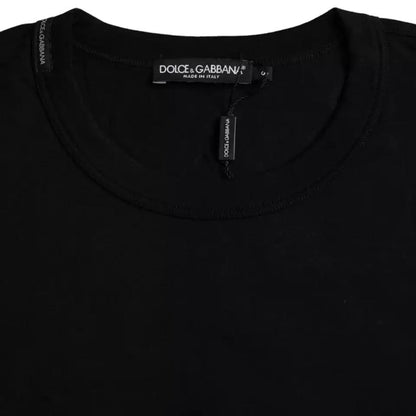 Dolce & Gabbana Black Logo Embossed Cotton Crew Neck T-shirt by Dolce & Gabbana