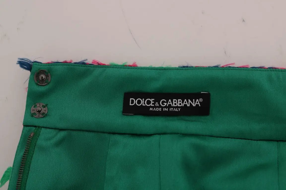 Dolce & Gabbana Pink Green Jacquard Pencil Skirt by Dolce & Gabbana