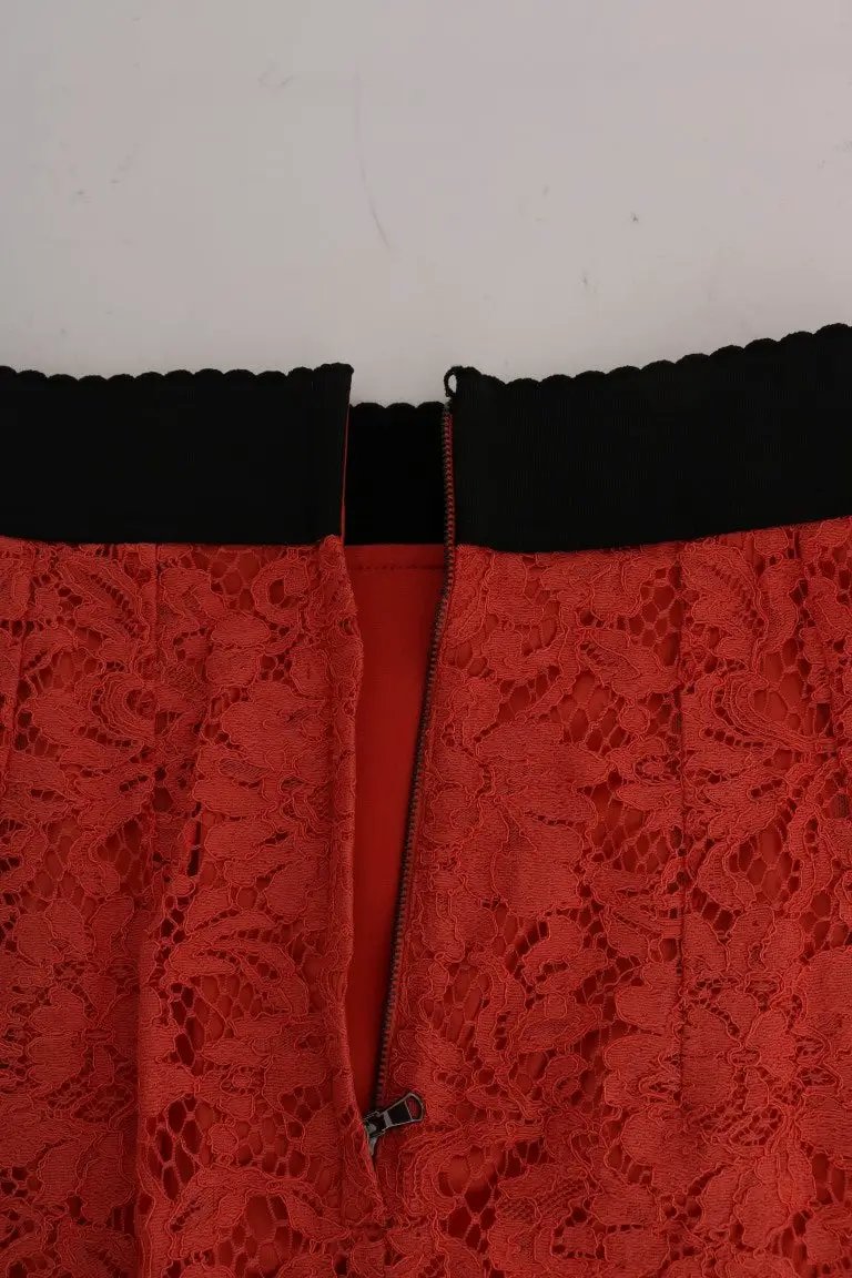 Dolce & Gabbana Orange Macramé Lace Pencil Skirt by Dolce & Gabbana