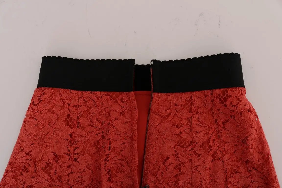 Dolce & Gabbana Orange Macramé Lace Pencil Skirt by Dolce & Gabbana