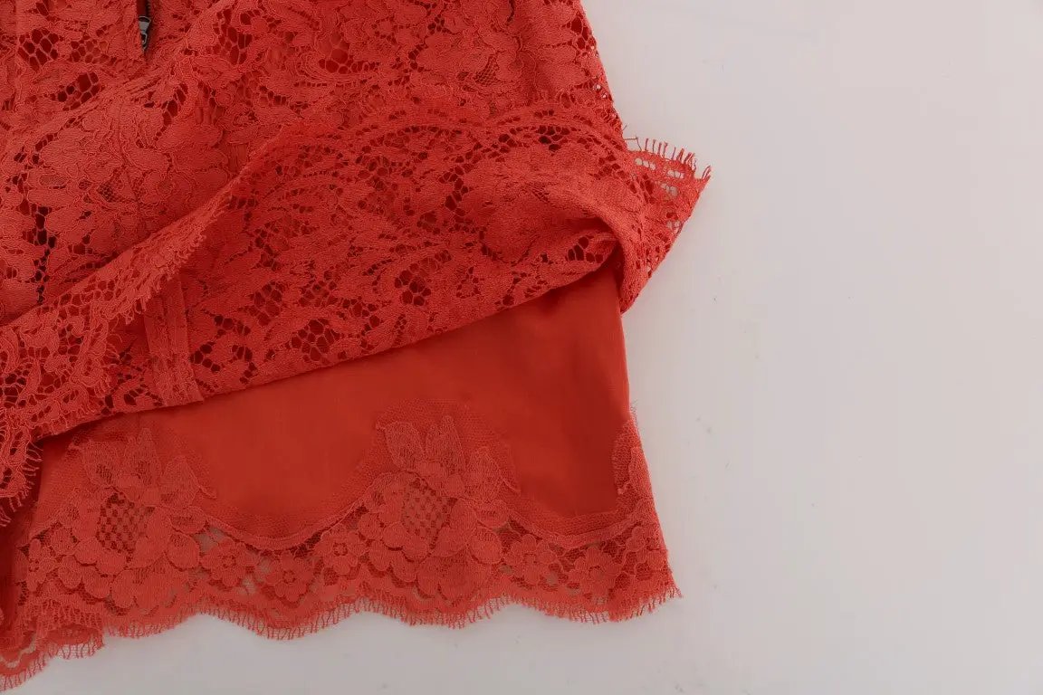 Dolce & Gabbana Orange Macramé Lace Pencil Skirt by Dolce & Gabbana