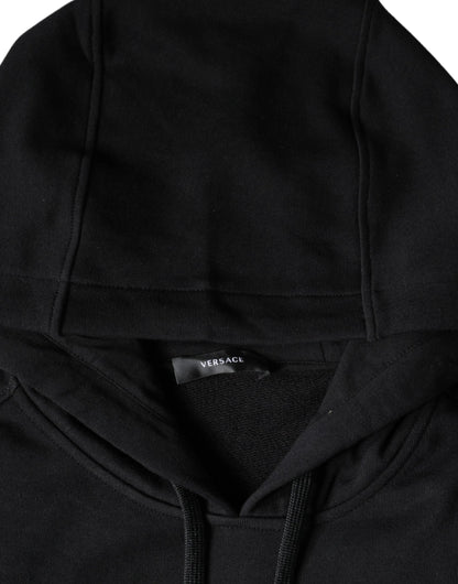 Versace Black Medusa Print Cotton HoodiePullover Sweatshirt Sweater by Versace