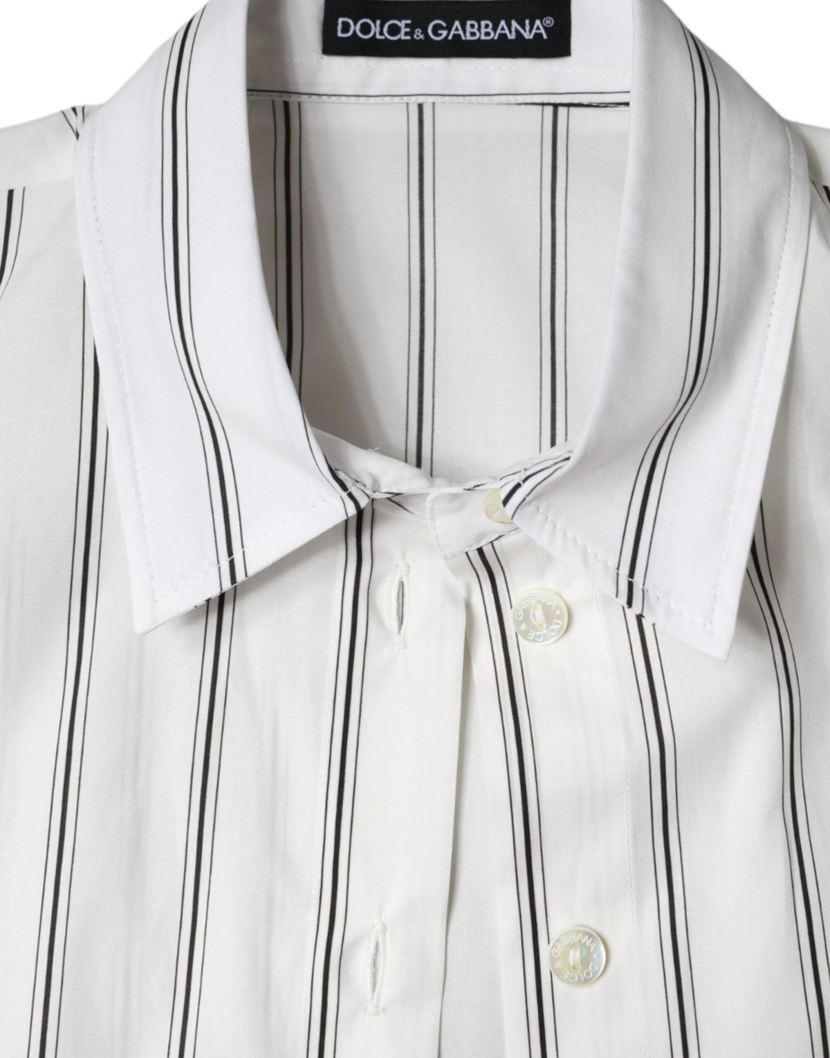 Polo Dolce & Gabbana rayé à manches courtes blanc – TSH5964