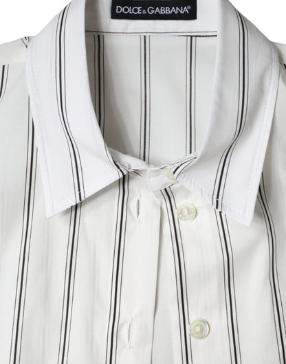 Polo Dolce & Gabbana rayé à manches courtes blanc – TSH5964