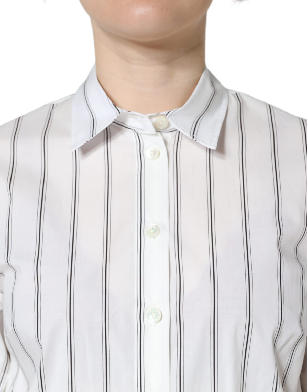 Polo Dolce & Gabbana rayé à manches courtes blanc – TSH5964