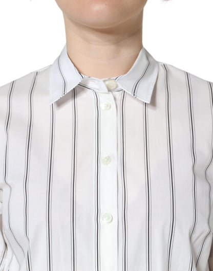 Polo Dolce & Gabbana rayé à manches courtes blanc – TSH5964