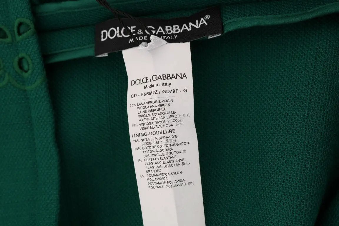 Dolce & Gabbana Green Floral Cutout Silk Wool Dress by Dolce & Gabbana