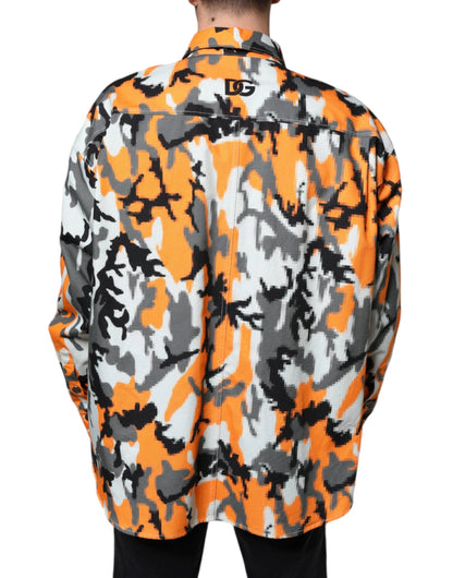 Dolce & Gabbana Multicolor Camouflage Cotton Denim Collared Jacket by Dolce & Gabbana