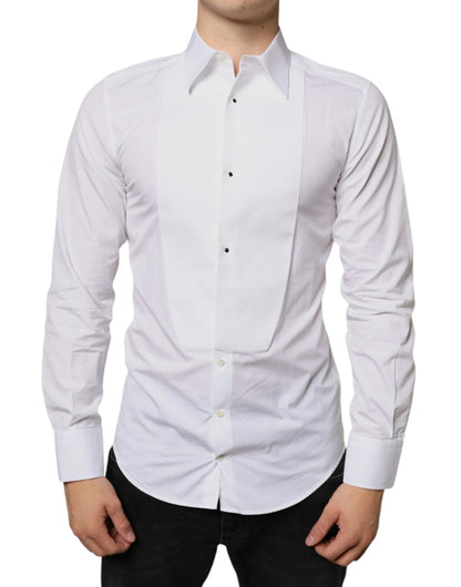 Dolce & Gabbana White Bib Cotton Poplin Formal Dress Shirt by Dolce & Gabbana