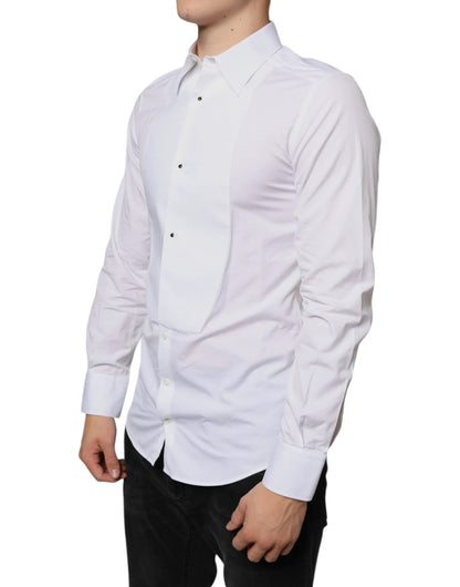 Dolce & Gabbana White Bib Cotton Poplin Formal Dress Shirt by Dolce & Gabbana