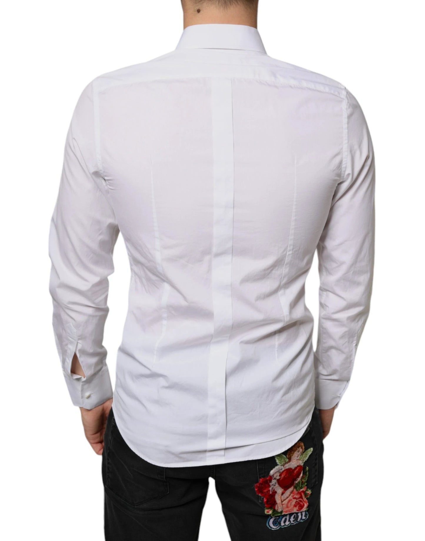 Dolce & Gabbana White Bib Cotton Poplin Formal Dress Shirt by Dolce & Gabbana