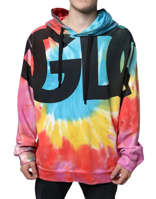 Dolce & Gabbana Multicolor Tie Dye Hooded Sweatshirt Sweater by Dolce & Gabbana