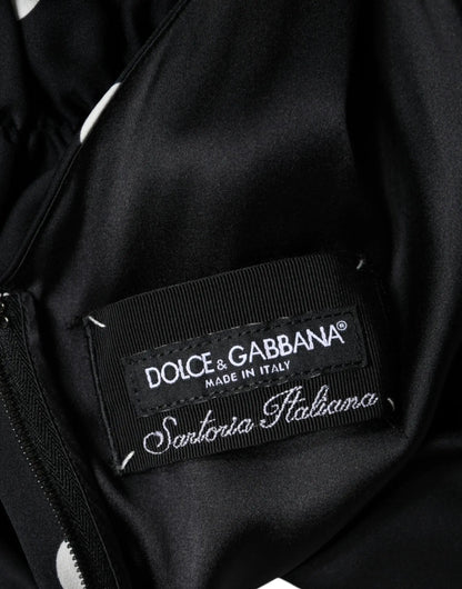 Dolce & Gabbana Black Silk Polka Dot Vneck Tassel Midi Dress by Dolce & Gabbana